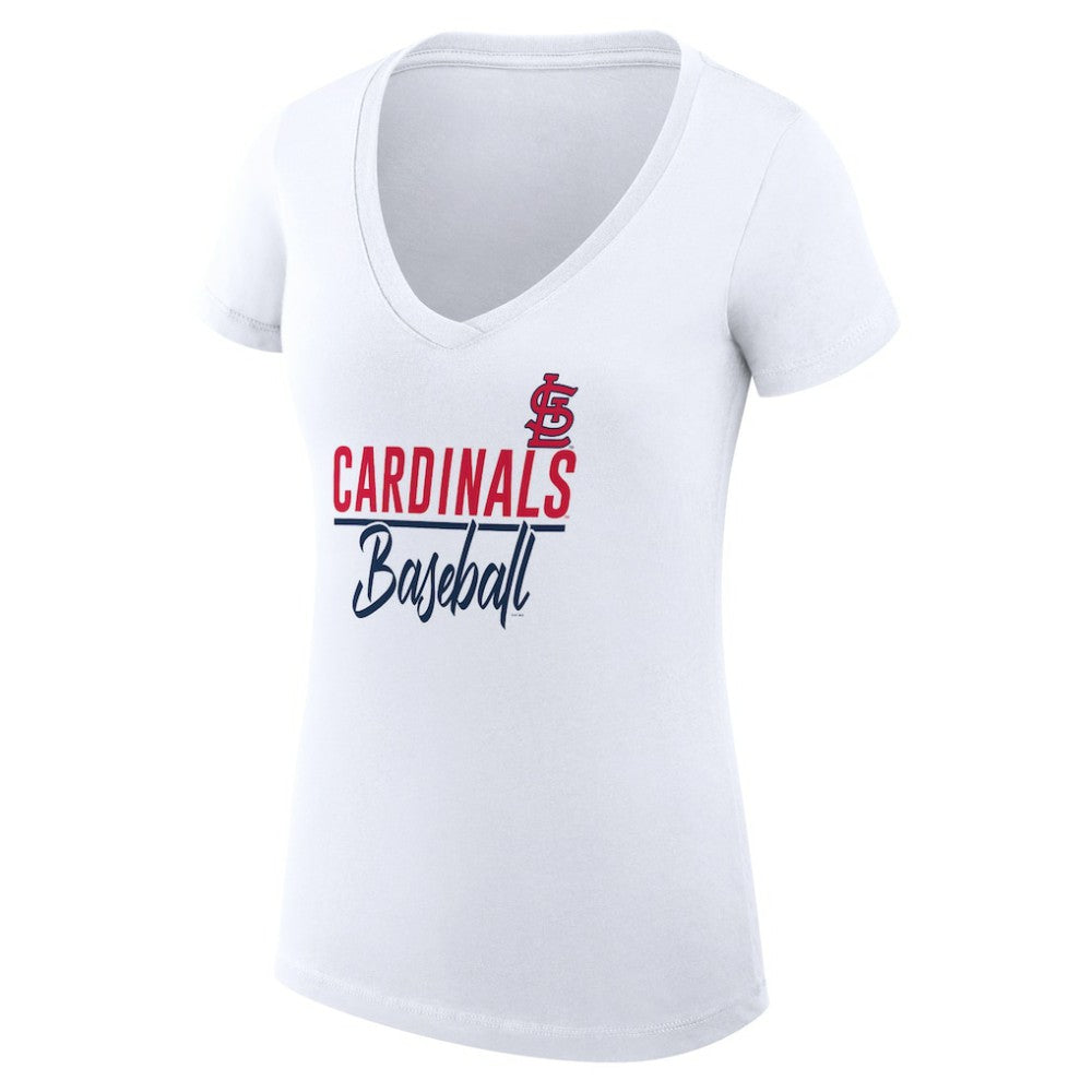 St. Louis Cardinals G-III 4Her by Carl Banks Women's Super-Slim Fit Lightweight Team Graphic V-Neck T-Shirt - White T-shirts