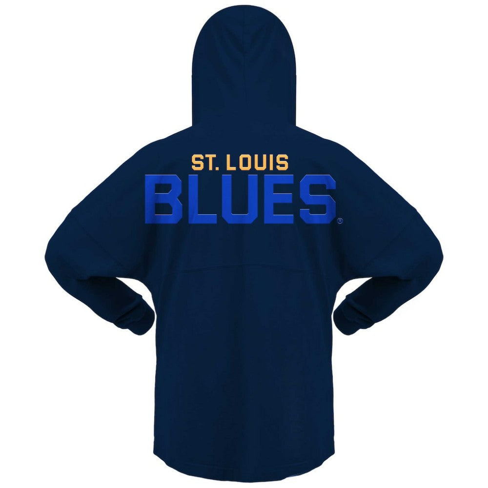 NHL St. Louis Blues Fanatics Women's Jersey Lace-Up V-Neck Long Sleeve Hoodie T-Shirt - Navy