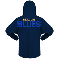 NHL St. Louis Blues Fanatics Women's Jersey Lace-Up V-Neck Long Sleeve Hoodie T-Shirt - Navy