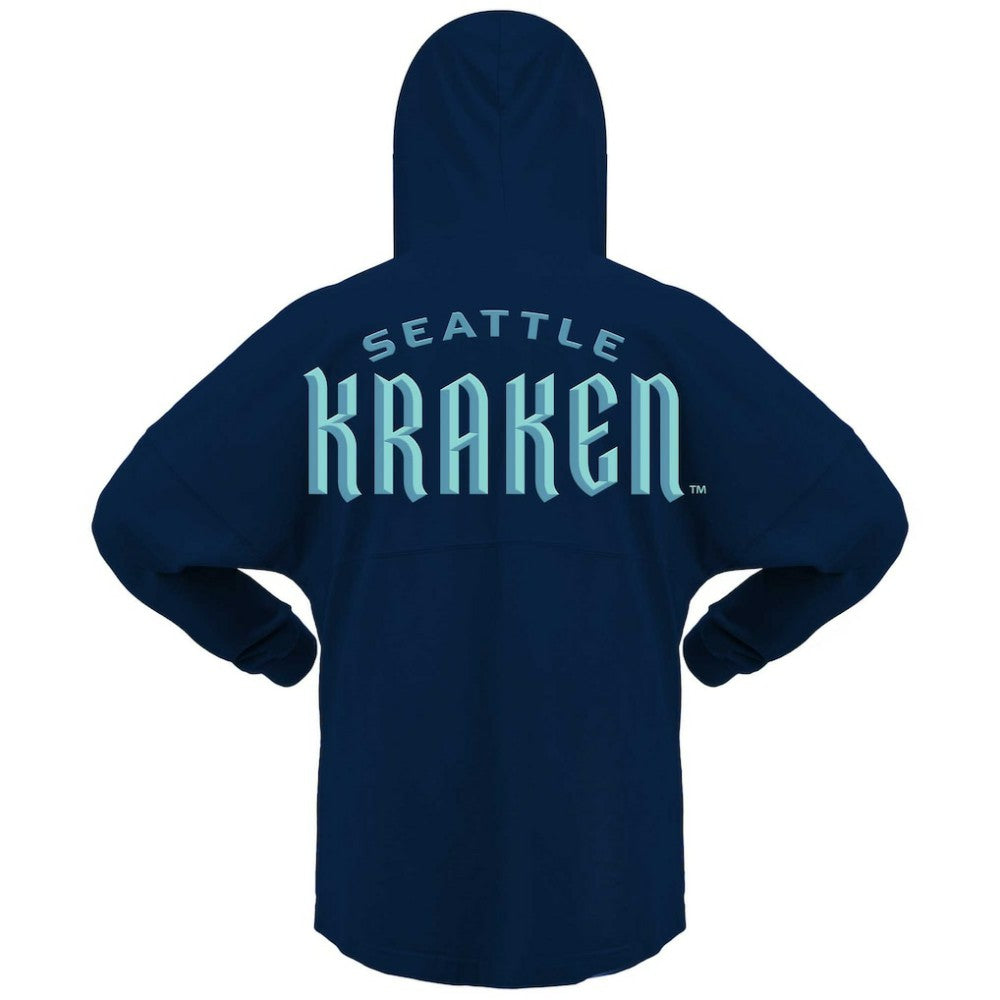 NHL Seattle Kraken Fanatics Women's Jersey Lace-Up V-Neck Long Sleeve Hoodie T-Shirt - Deep Sea Blue