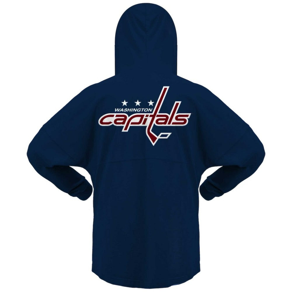 NHL Washington Capitals Fanatics Women's Jersey Lace-Up V-Neck Long Sleeve Hoodie T-Shirt - Navy