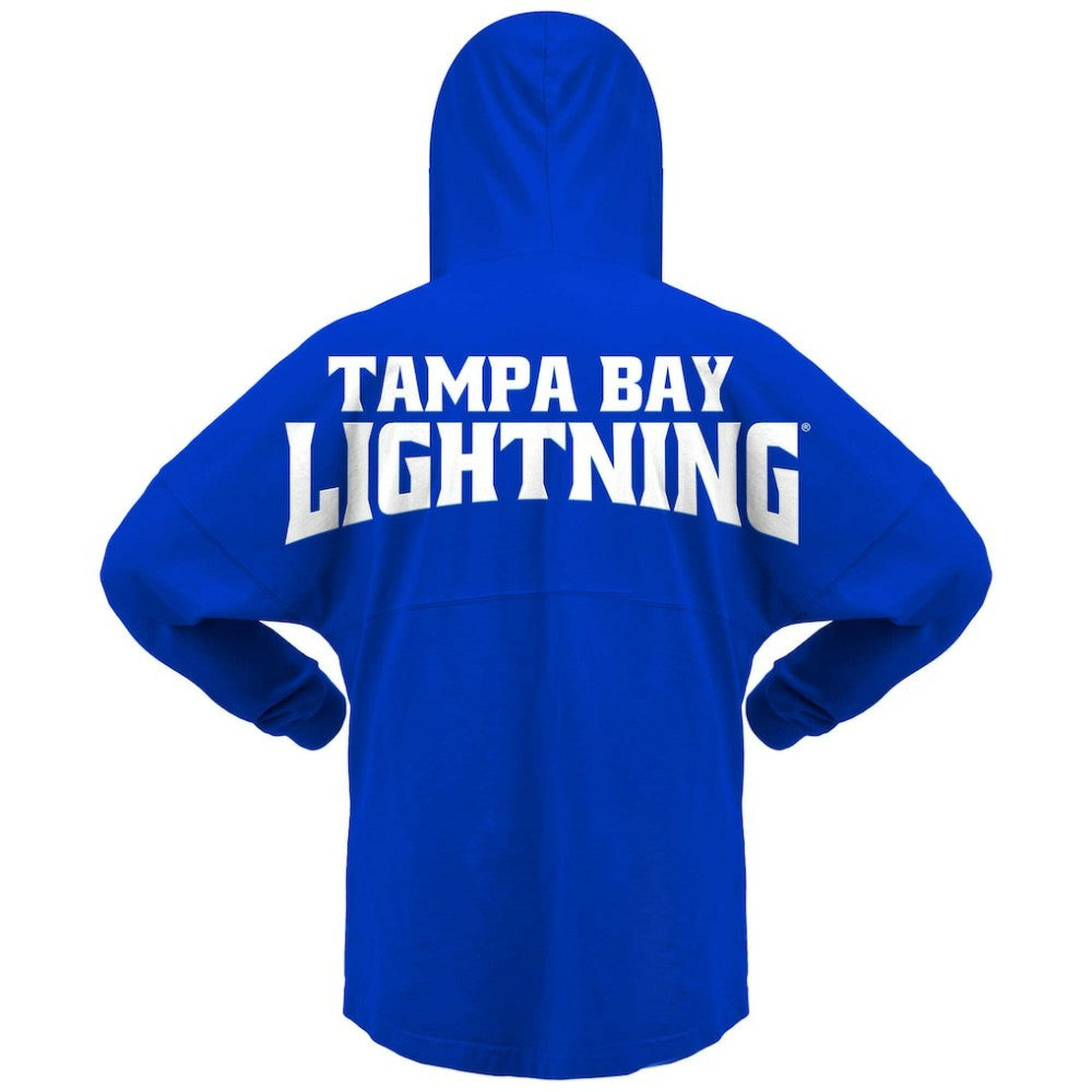 NHL Tampa Bay Lightning Fanatics Women's Jersey Lace-Up V-Neck Long Sleeve Hoodie T-Shirt - Blue