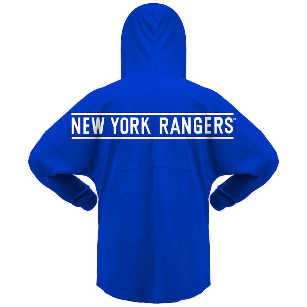 NHL New York Rangers Fanatics Women's Jersey Lace-Up V-Neck Long Sleeve Hoodie T-Shirt - Blue