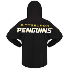 NHL Pittsburgh Penguins Fanatics Women's Jersey Lace-Up V-Neck Long Sleeve Hoodie T-Shirt - Black
