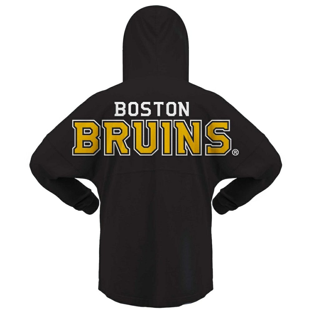NHL Boston Bruins Fanatics Women's Jersey Lace-Up V-Neck Long Sleeve Hoodie T-Shirt - Black