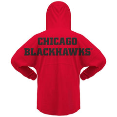 NHL Chicago Blackhawks Fanatics Women's Jersey Lace-Up V-Neck Long Sleeve Hoodie T-Shirt - Red
