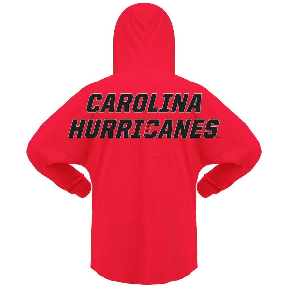 NHL Carolina Hurricanes Fanatics Women's Jersey Lace-Up V-Neck Long Sleeve Hoodie T-Shirt - Red
