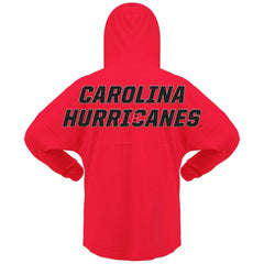 NHL Carolina Hurricanes Fanatics Women's Jersey Lace-Up V-Neck Long Sleeve Hoodie T-Shirt - Red