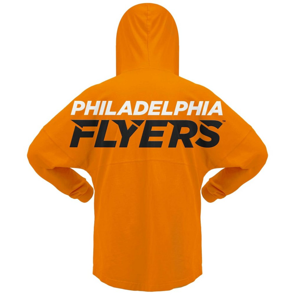 NHL Philadelphia Flyers Fanatics Women's Jersey Lace-Up V-Neck Long Sleeve Hoodie T-Shirt - Orange