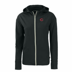 Cincinnati Reds Cutter & Buck Women's Daybreak Eco Recycled Full-Zip Hoodie - Black Hoodies