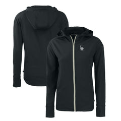 Los Angeles Dodgers Cutter & Buck Women's Daybreak Eco Recycled Full-Zip Hoodie - Black Hoodies