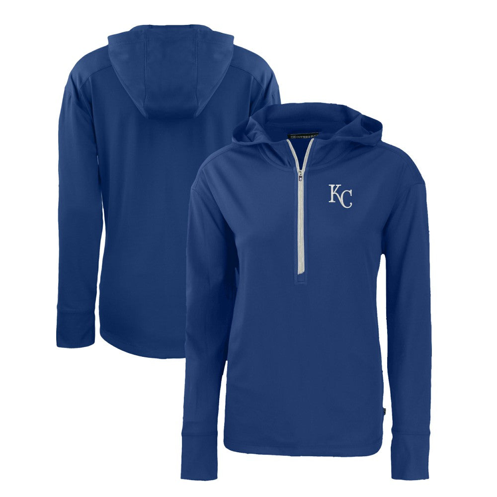 Kansas City Royals Cutter & Buck Women's Daybreak Eco Recycled Half-Zip Hoodie - Royal Hoodies