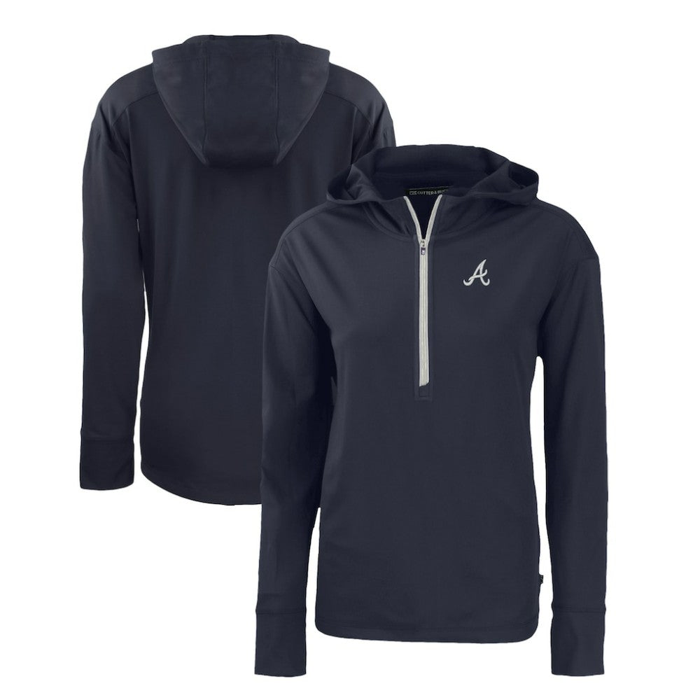 Atlanta Braves Cutter & Buck Women's Daybreak Eco Recycled Half-Zip Hoodie - Navy Hoodies