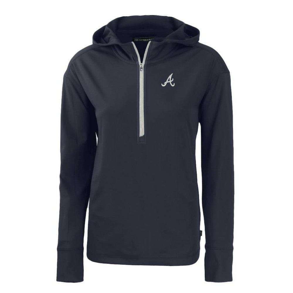 Atlanta Braves Cutter & Buck Women's Daybreak Eco Recycled Half-Zip Hoodie - Navy Hoodies