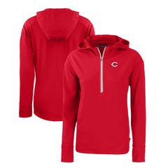 Cincinnati Reds Cutter & Buck Women's Daybreak Eco Recycled Half-Zip Hoodie - Red Hoodies