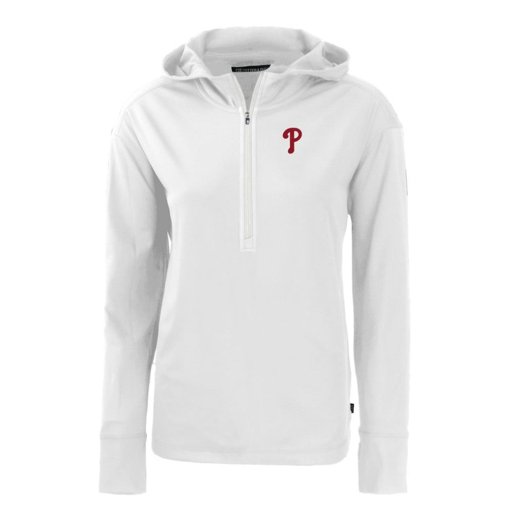 Philadelphia Phillies Cutter & Buck Women's Daybreak Eco Recycled Half-Zip Hoodie - White Hoodies