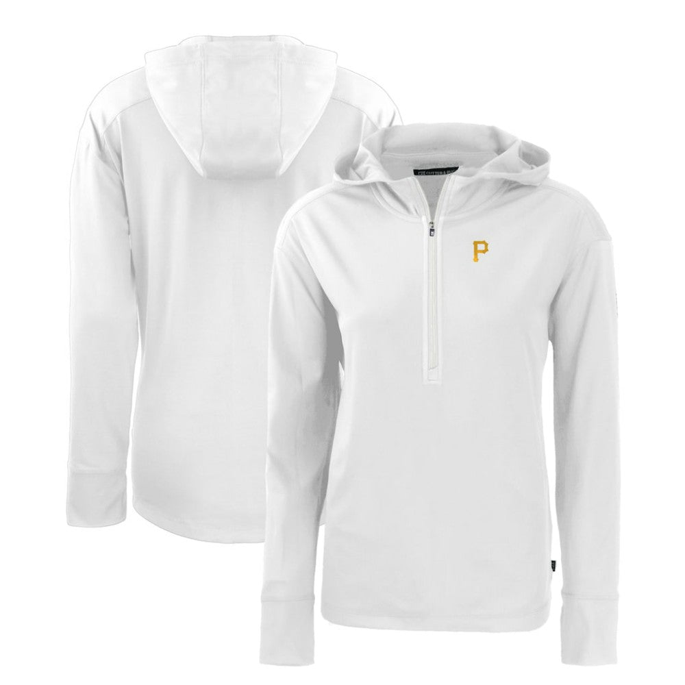 Pittsburgh Pirates Cutter & Buck Women's Daybreak Eco Recycled Half-Zip Hoodie - White Hoodies