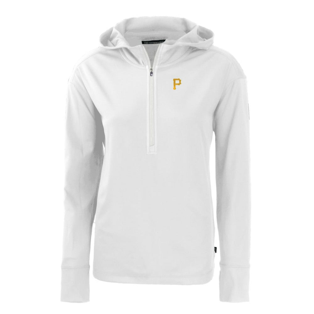 Pittsburgh Pirates Cutter & Buck Women's Daybreak Eco Recycled Half-Zip Hoodie - White Hoodies