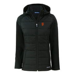 San Francisco Giants Cutter & Buck Women's Evoke Hybrid Eco Softshell Recycled Full-Zip Hoodie Jacket - Black Jackets