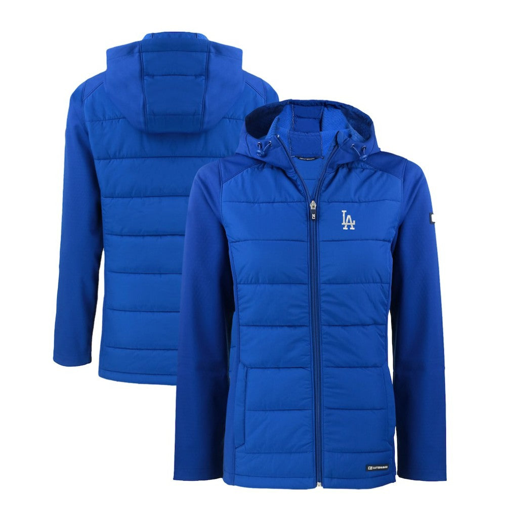 Los Angeles Dodgers Cutter & Buck Women's Evoke Hybrid Eco Softshell Recycled Full-Zip Hoodie Jacket - Royal Jackets