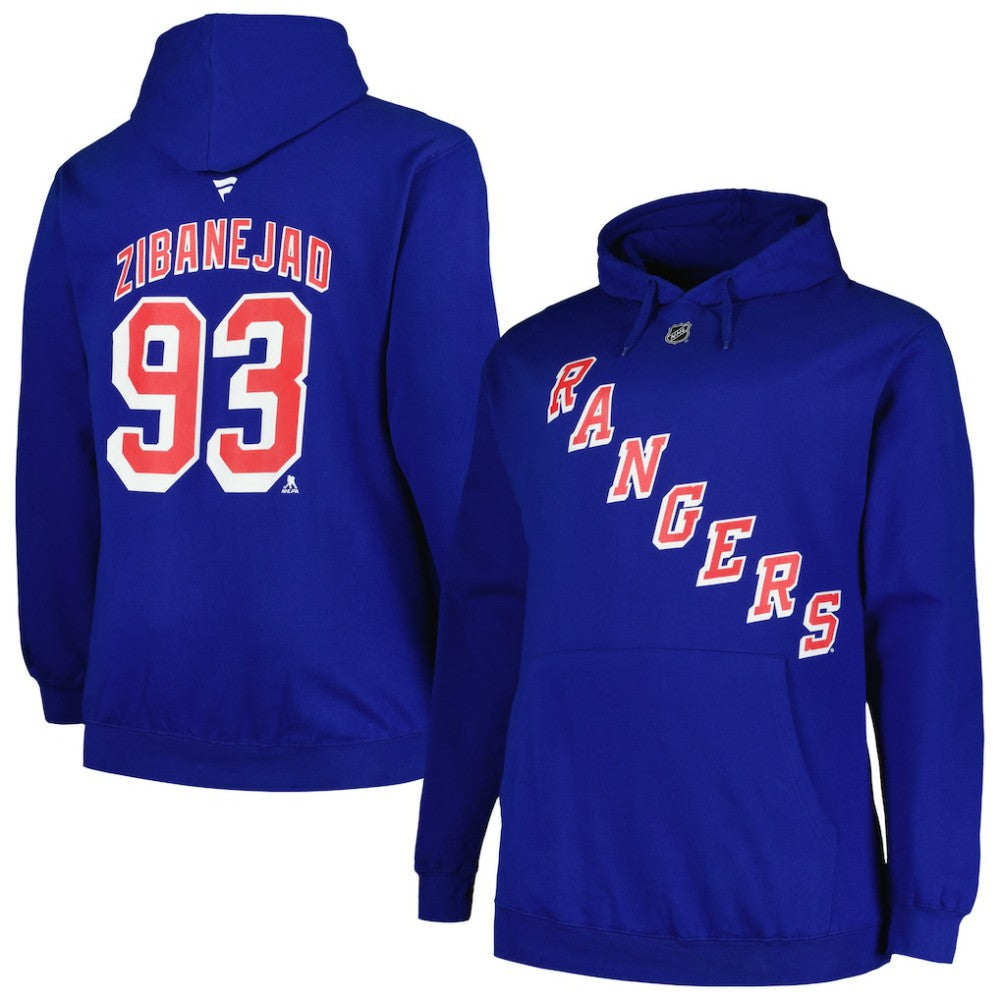 NHL Mika Zibanejad New York Rangers Profile Big & Tall Name & Number Pullover Hoodie - Blue