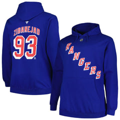 NHL Mika Zibanejad New York Rangers Profile Big & Tall Name & Number Pullover Hoodie - Blue