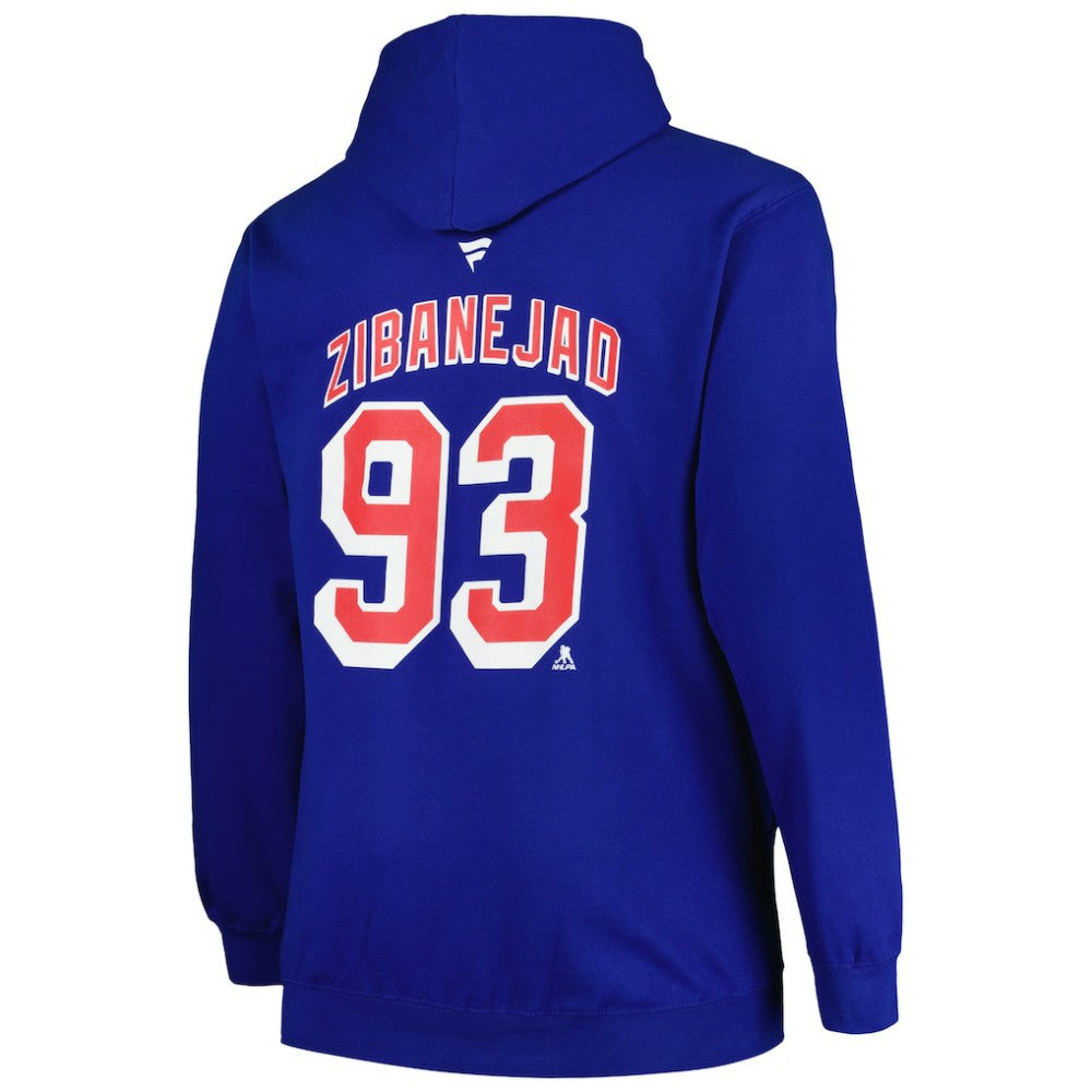 NHL Mika Zibanejad New York Rangers Profile Big & Tall Name & Number Pullover Hoodie - Blue