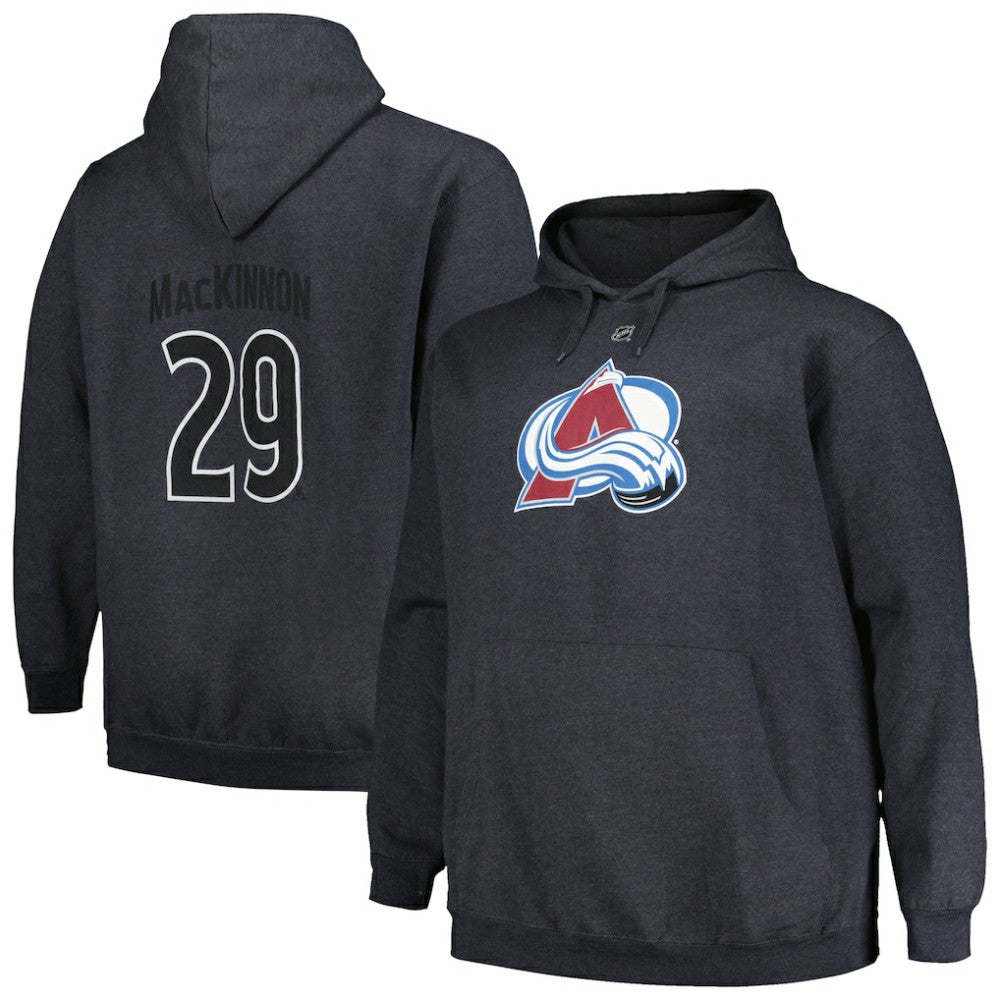 NHL Nathan MacKinnon Colorado Avalanche Profile Big & Tall Name & Number Pullover Hoodie - Charcoal