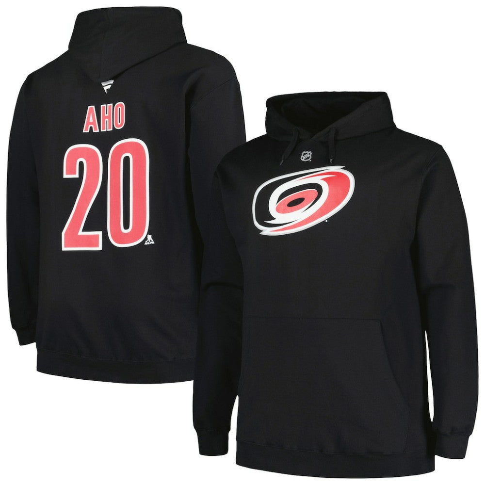 NHL Sebastian Aho Carolina Hurricanes Profile Big & Tall Name & Number Pullover Hoodie - Black
