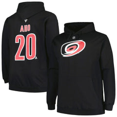 NHL Sebastian Aho Carolina Hurricanes Profile Big & Tall Name & Number Pullover Hoodie - Black