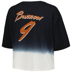 Joe Burrow Cincinnati Bengals Majestic Threads Women's Dip-Dye Player Name & Number Crop Top Black/White