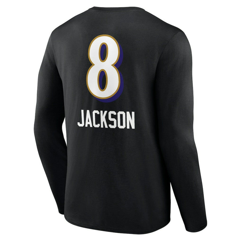 Lamar Jackson Baltimore Ravens Team Wordmark Long Sleeve T-Shirt Black