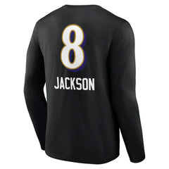 Lamar Jackson Baltimore Ravens Team Wordmark Long Sleeve T-Shirt Black