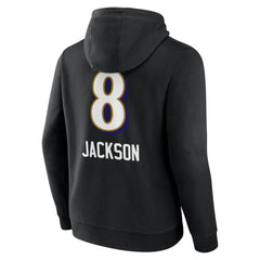 Lamar Jackson Baltimore Ravens Team Wordmark Pullover Hoodie Black