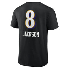 Lamar Jackson Baltimore Ravens Team Wordmark Name & Number T-Shirt Black