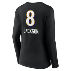 Lamar Jackson Baltimore Ravens Women's Team Wordmark Long Sleeve V-Neck T-Shirt Black