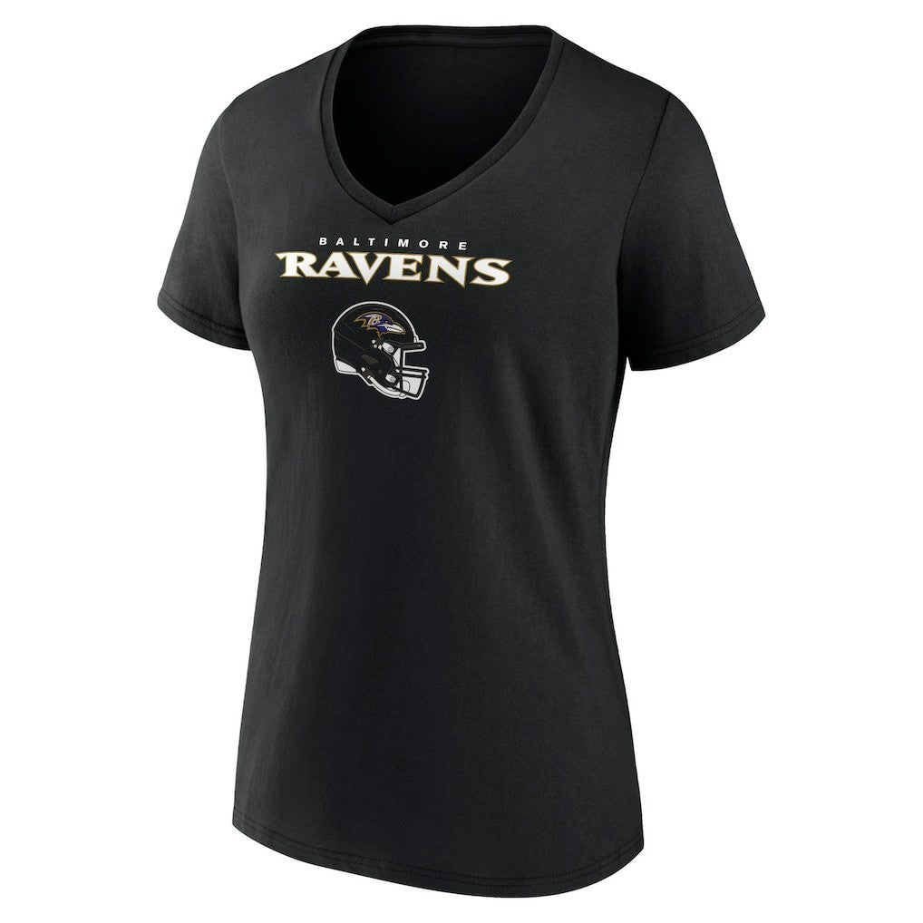 Lamar Jackson Baltimore Ravens Women's Team Wordmark Name & Number V-Neck T-Shirt Black