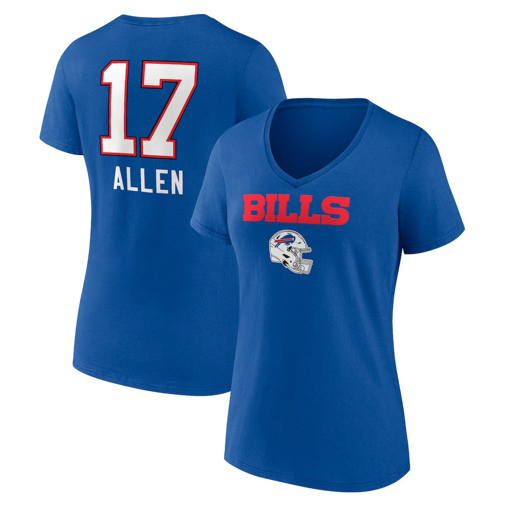 Josh Allen Buffalo Bills Women's Team Wordmark Name & Number V-Neck T-Shirt Royal