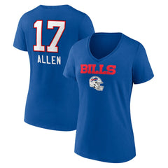 Josh Allen Buffalo Bills Women's Team Wordmark Name & Number V-Neck T-Shirt Royal