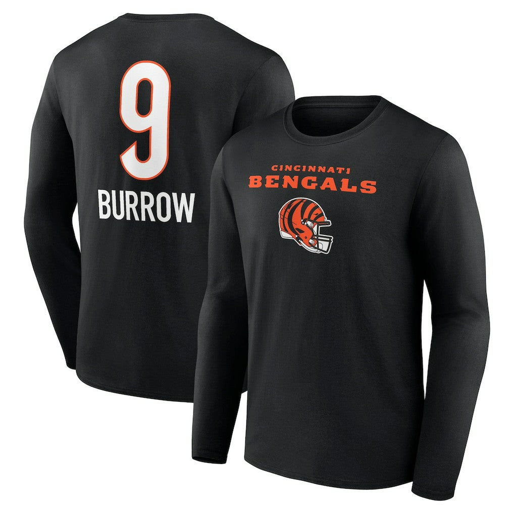 Joe Burrow Cincinnati Bengals Team Wordmark Long Sleeve T-Shirt Black