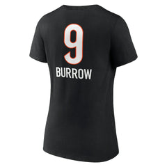 Joe Burrow Cincinnati Bengals Women's Team Wordmark Name & Number V-Neck T-Shirt Black