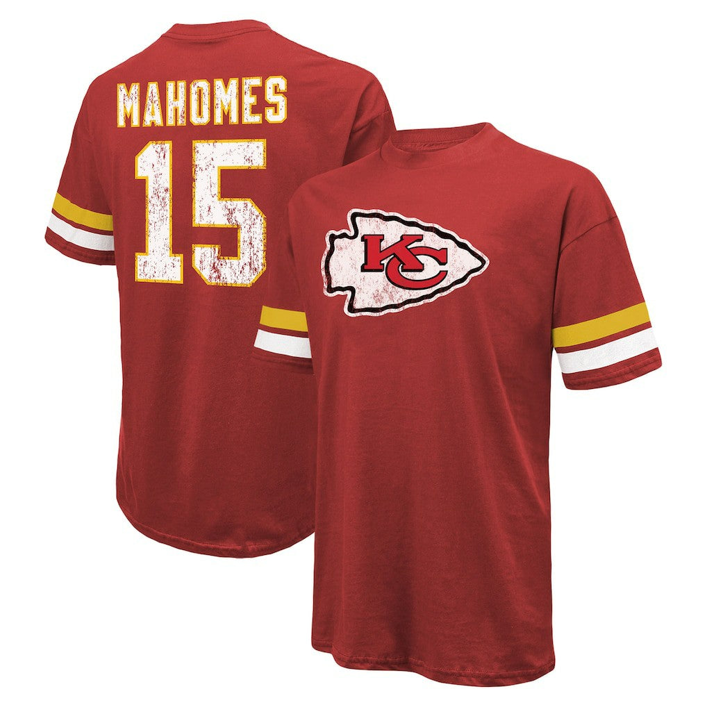 Patrick Mahomes Kansas City Chiefs Majestic Threads Name & Number Oversize Fit T-Shirt Red