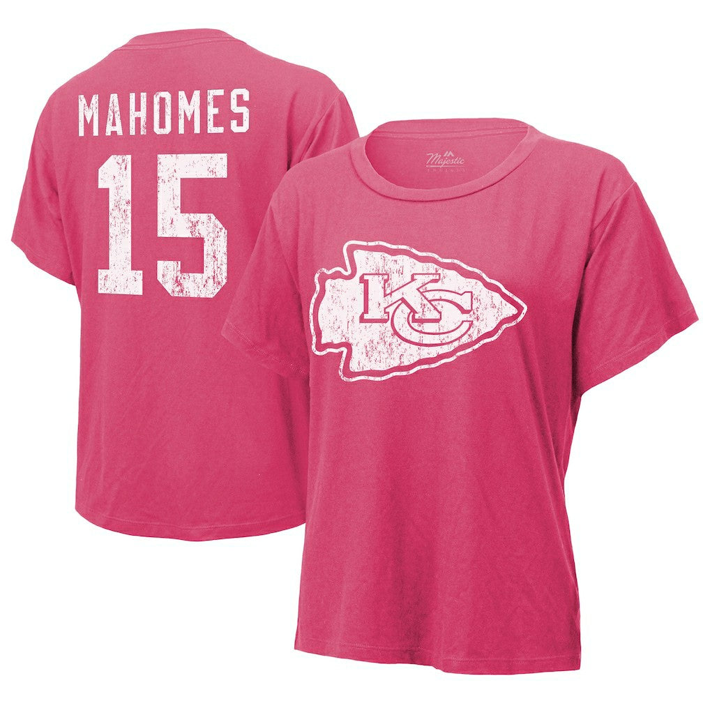 Patrick Mahomes Kansas City Chiefs Majestic Threads Women's Name & Number T-Shirt Pink
