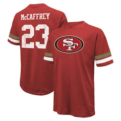 Christian McCaffrey San Francisco 49ers Majestic Threads Name & Number Oversized Fit T-Shirt Scarlet