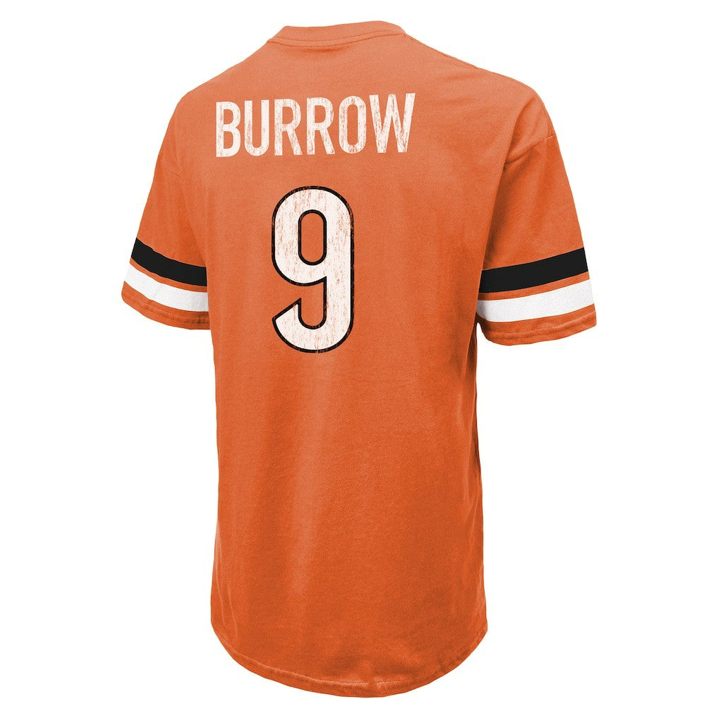 Joe Burrow Cincinnati Bengals Majestic Threads Name & Number Oversize Fit T-Shirt Orange