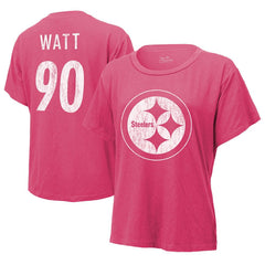 T.J. Watt Pittsburgh Steelers Majestic Threads Women's Name & Number T-Shirt Pink