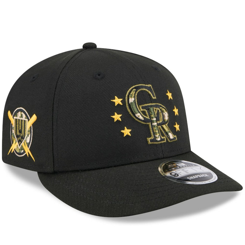 Colorado Rockies New Era 2024 Armed Forces Day Low Profile 9FIFTY Snapback Hat - Black Hats