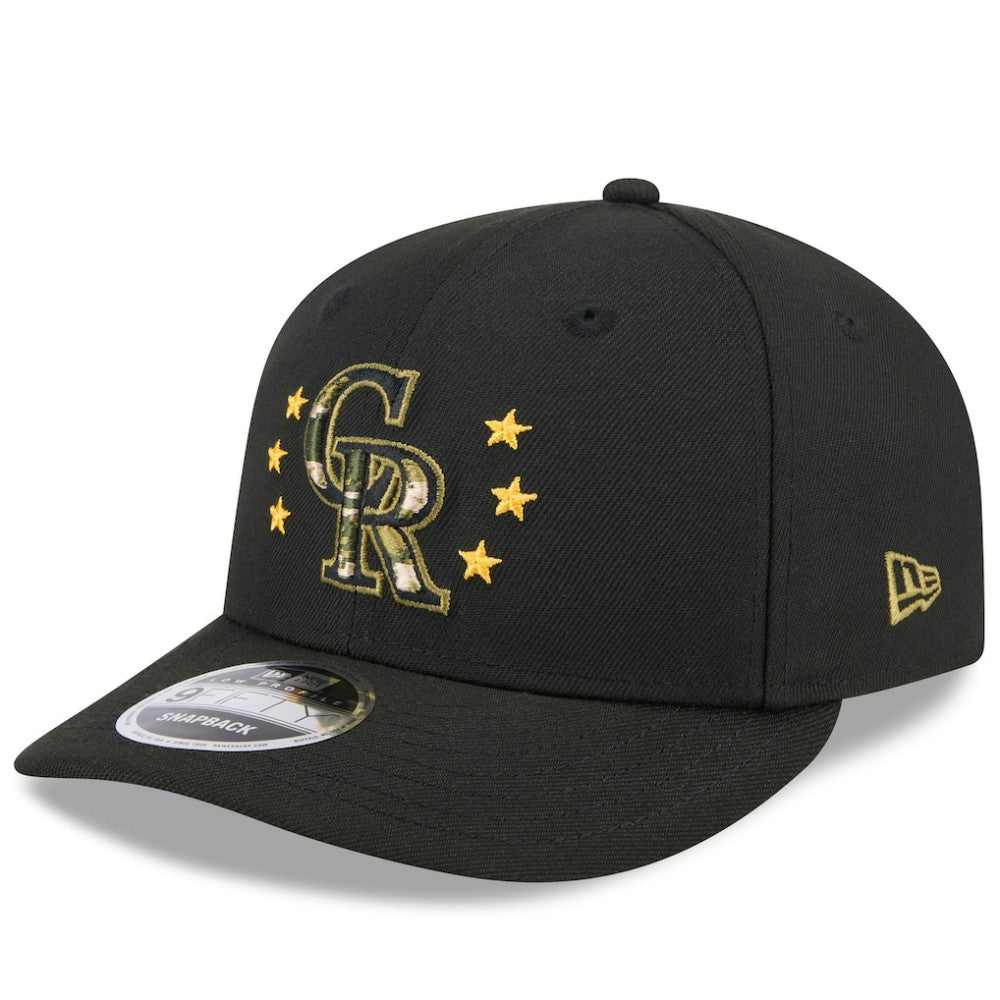 Colorado Rockies New Era 2024 Armed Forces Day Low Profile 9FIFTY Snapback Hat - Black Hats