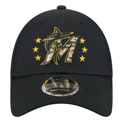 Miami Marlins New Era 2024 Armed Forces Day 9FORTY Adjustable Hat - Black Hats