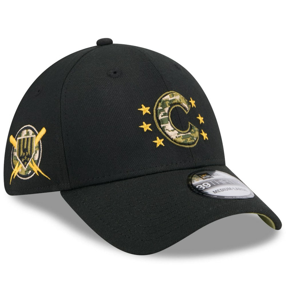 Chicago Cubs New Era 2024 Armed Forces Day 39THIRTY Flex Hat - Black Hats